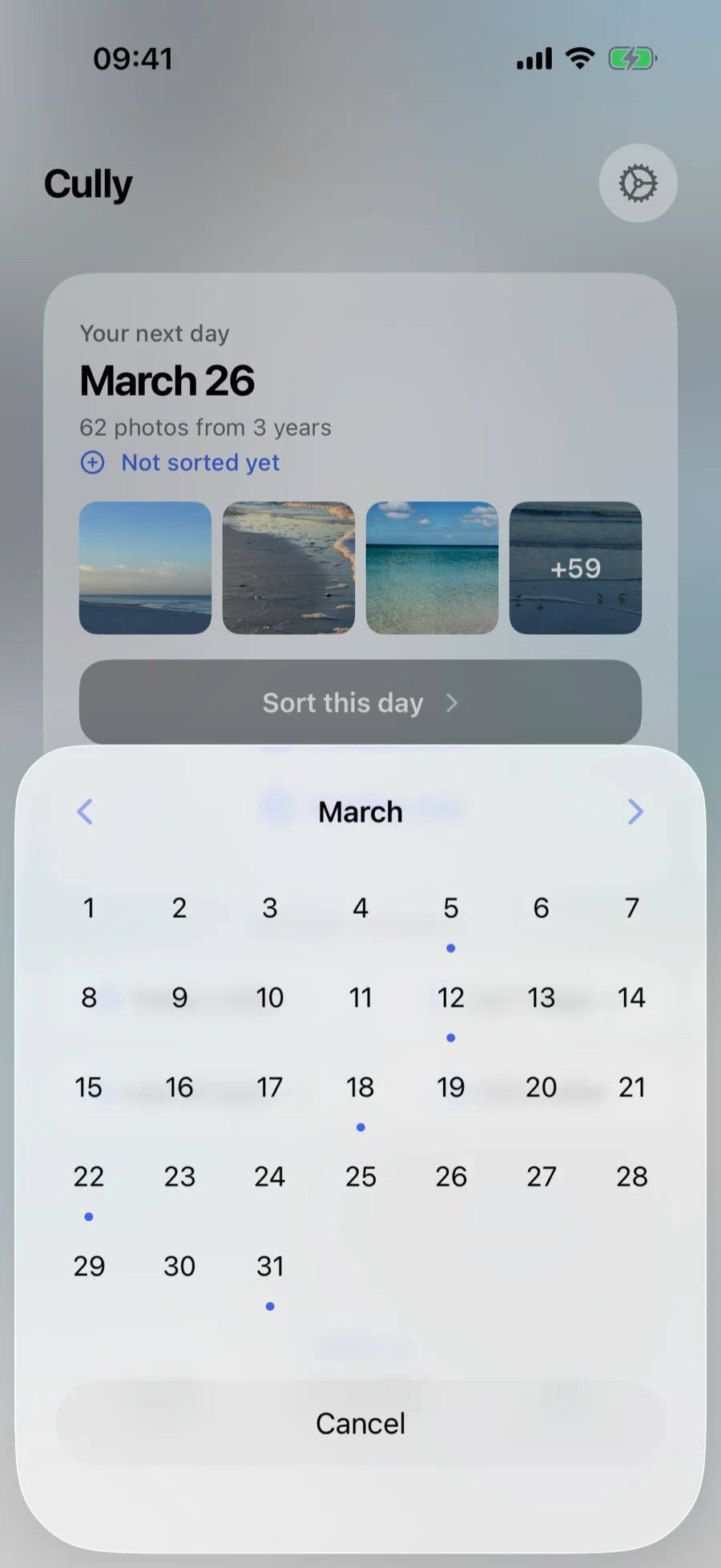 Cully calendar with sorted days